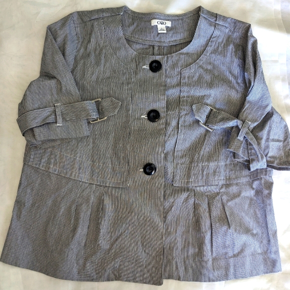 Cato Women's Three Button Striped Accent Jacket - Picture 1 of 11